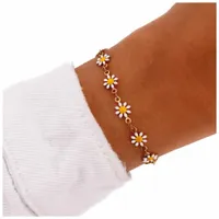 Bransoletka stal chirurgiczna 316 stokrotki żółte