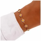 Bransoletka stal chirurgiczna 316 stokrotki żółte