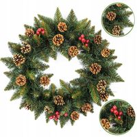 GIRLANDA ŚWIĄTECZNA WIENIEC - STROIK ŚWIĄTECZNY- ŚWIERK + JARZĘBINA 40CM