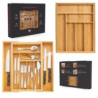 Organizer Wkład Do Szuflady Kuchennej Pojemnik Na Sztućce Rozsuwany Bambus