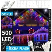 LAMPKI ZEWNĘTRZNE SOPLE 500 LED 24m Światełka Świąteczne Choinkowe + FLASH