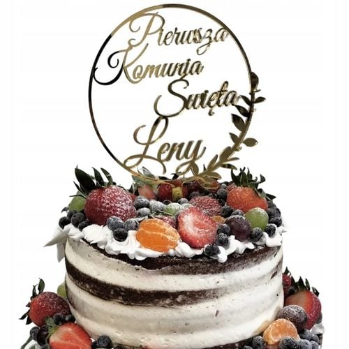 Topper na komunię z imieniem złoty Pierwsza Komunia IMIĘ złote lustro tort na Arena.pl
