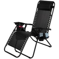 LEŻAK OGRODOWY SKŁADANY WIELOFUNKCYJNY 175X52/65X110CM CZARNY