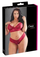 cottelli curves komplet koronkowy czerwony 3xl biustonosz + stringi open