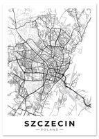 Plakat plan miasta Szczecin czarnobiały 30x40 cm