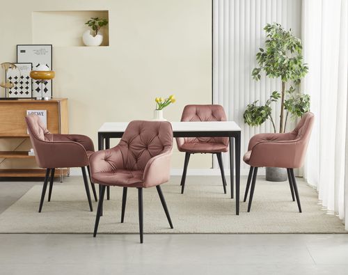 Krzesło JORK - róż aksamit / nogi czarne x 2 na Arena.pl