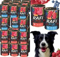 zestaw 48x400g karma mokra dla psów rafi mix smaków (jagnięcina, wołowina)