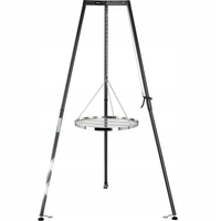 GRILL OGNISKOWY NA BIWAK DUŻY RUSZT NIERDZEWNY INOX 66CM LUND TRÓJNÓG