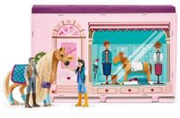 SCHLEICH ZESTAW ROZKŁADANY SKLEPIK DLA KONI + KOŃ I 2 FIGURKI 42587