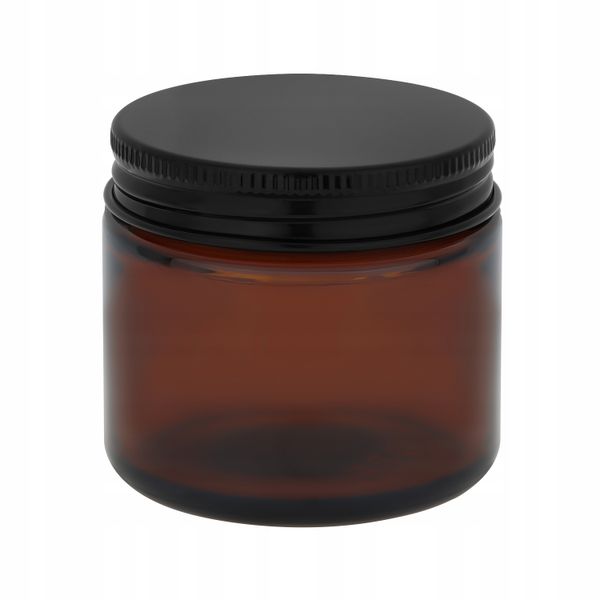 Słoik brązowy do świec 60 ml z czarną metalową nakrętką zdjęcie 1