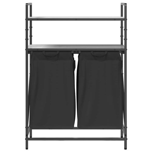 Kosz na pranie 2 przegrody z półkami, szary dąb sonoma na Arena.pl