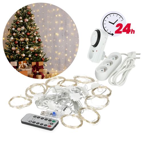 Kurtyna 300 LED 3x3m 8 funkcji z pilotem + programator + przedłużacz na Arena.pl