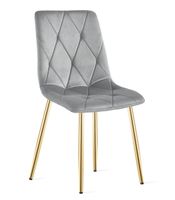 Krzesło welurowe LIBRA velvet szary jasny złote nogi do jadalni
