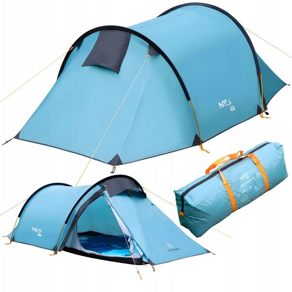 NILS Namiot Turystyczny Kempingowy 2osobowy Wodoodporny + Pokrowiec zdjęcie 1
