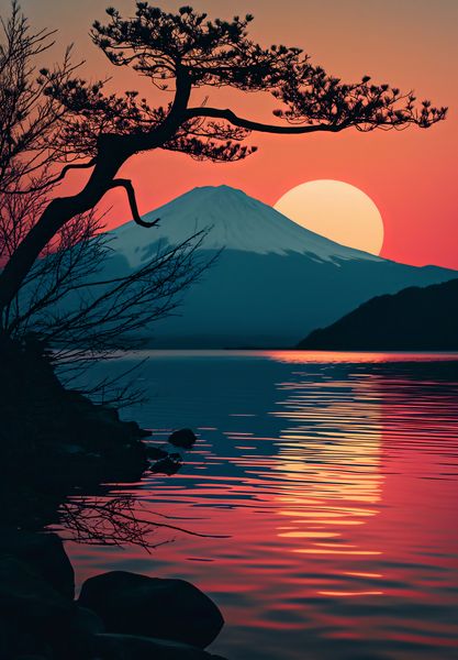 Plakat 68x98cm Góra Wieczorem zdjęcie 1