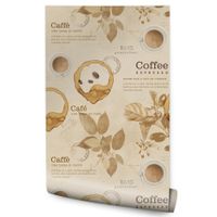 Tapeta Do Jadalni Kuchni Ziarna KAWY Napisy Coffee Styl Vintage