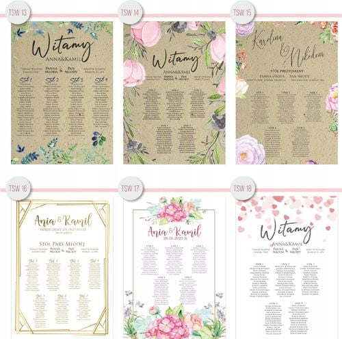 Plan stołów weselnych gości wesele tablica 100x70 na Arena.pl