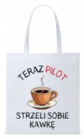 Torba Biała Eco Shopper Dla Pilota Z Nadrukiem Ze Zdjęciem
