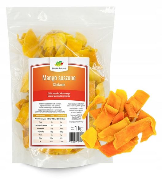 MANGO SUSZONE plastry, naturalne, słodzone 5% 1kg zdjęcie 1