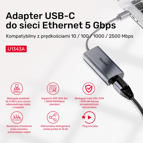 Unitek Adapter USB-C do RJ45 5Gbps na Arena.pl