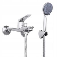 Bateria wannowa ścienna z prysznicem i wężem chrom srebrna kran YOKA