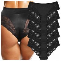 Majtki Damskie Bawełniane KORONKOWE CZARNE FIGI Kobiece Seksowne 4-PAK 5XL