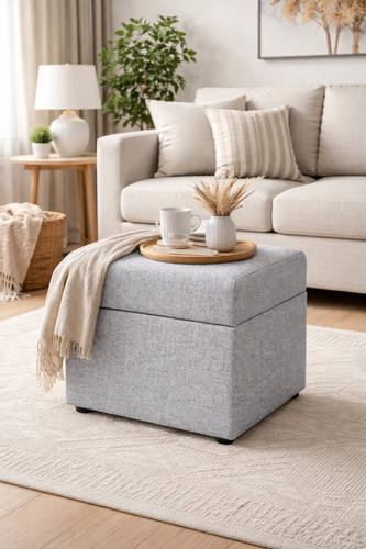 Pufa kwadratowa z pojemnikiem salon sypialnia 38x38x42 szara OTTO na Arena.pl