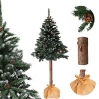 Choinka sztuczna na pniu 150 cm sosna diamentowa z szyszkami ośnieżona