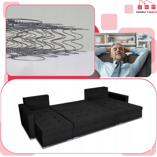 Narożnik Varius BIG rozkładany f spania pojemniki Family meble grafitowy na Arena.pl