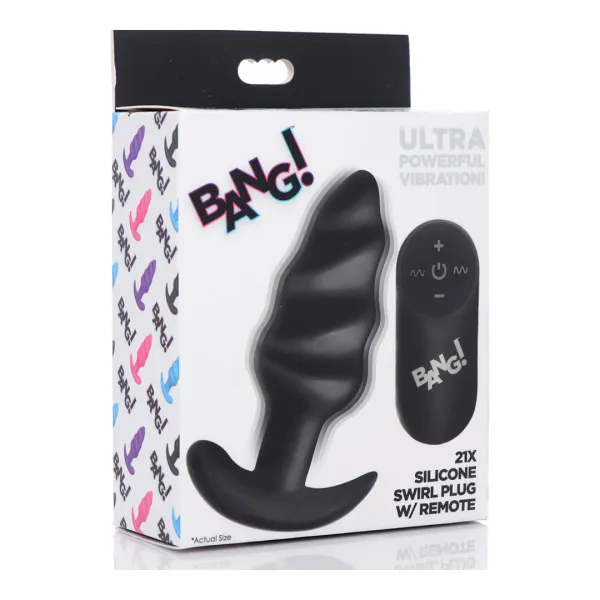 Vibrating Silicone Swirl Butt Plug with Remote Control Xr Brands zdjęcie 5