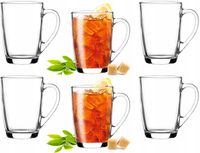 SZKLANKI DO HERBATY Z UCHEM 300ML KUBKI SZKLANE DO KAWY ZESTAW 6SZT ALA
