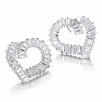 kolczyki z cyrkoniami, kryształowe serce k702