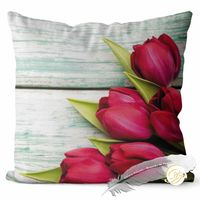 Poszewka 3D bawełna satyna 40x40cm RÓŻOWE TULIPANY