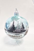 Szklana Bombka Świąteczna Ręcznie Malowana na Stojaku Mała 100