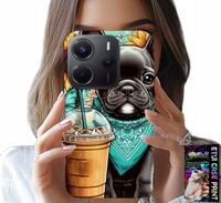 ETUI DO XIAOMI NOTE 14 4G - BULDOG COFFI LOVE, SŁONECZNIKI, PSI CASE