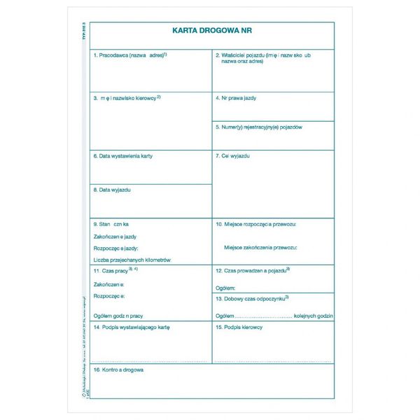 DRUK KARTA DROGOWA TYP 815-3 zdjęcie 2
