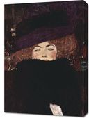 Obraz 50x70cm Lady with Hat and Feather Boa, Klimt Vintage