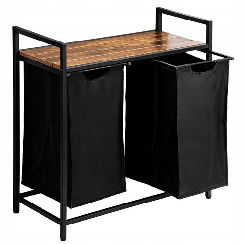 KOSZ na pranie bieliznę METALOWY LOFTOWY z półką PODWÓJNY pojemnik 80L na Arena.pl