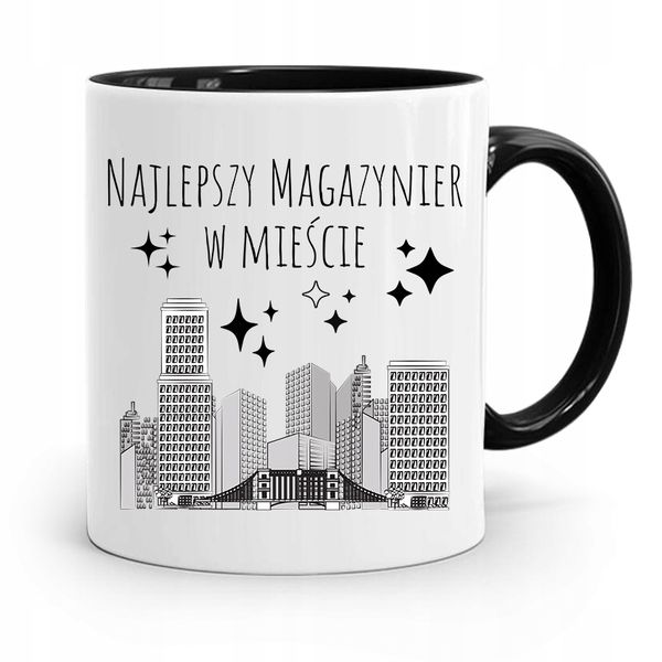 Kubek Czarny Dla Magazyniera Na Pięć Gwiazdek Z Nadrukiem Ze Zdjęciem zdjęcie 1