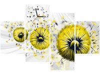 120CM 80CM ZEGAR 4 ELEM ŻÓŁTE DMUCHAWCE 5 OBRAZ ŚCIENNY