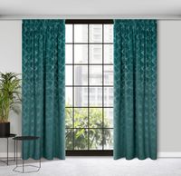 Zasłona gotowa na taśmie ADRIA 140x270 ciemnoturkusowo/szampańska