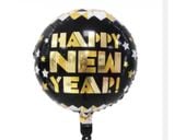 Balon foliowy, "Happy New Year!", czarno złoty, 45 cm (18 cali) [balon na h