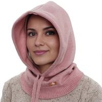Kominiarka zimowa ciepła BALAKLAWA DAMSKA z wełną Merino - róż 55-60