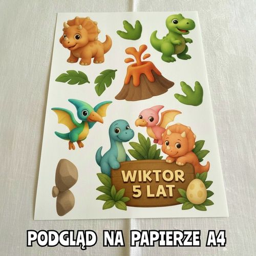 WYDRUK CUKROWY OPŁATEK NA TORT DINOZAURY DINO ZESTAW POSTACI + GRATIS TEKST na Arena.pl
