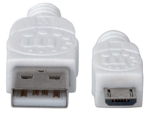 KABEL USB A-MicroB M/M 0,3M USB2.0 Hi-Speed Manhattan biały 326537 na Arena.pl