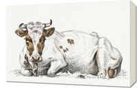 Obraz 60x40cm Leżąca Krowa, Jean Bernard Vintage do Salonu