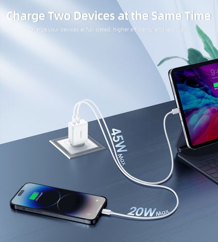 ładowarka sieciowa gan 2x usb-c pd 65w biała na Arena.pl