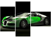 100CM 80 OBRAZ 3 ELEM ZIELONE BUGATTI VEYRON ŚCIENNY