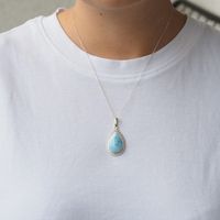 Zawieszka - larimar łza 23x15 mm w srebrze