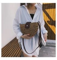 Torebka PLECIONA na ramię BOHO KOSZYK PÓŁKSIĘŻYC